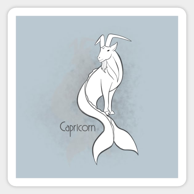 Zodiac sign Capricorn - Black and white lineart Sticker by Red Fody